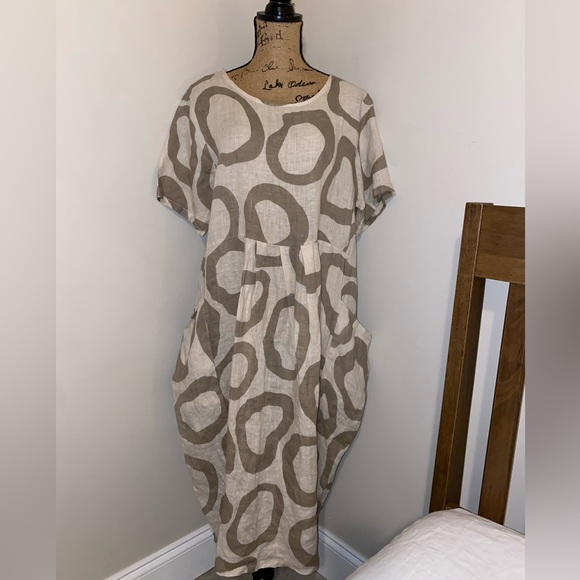 Klasiks Dresses | Klasiks Italian Linen Dress Oversized Overlay Pockets | Color: Cream/Tan | Size: S | Allamateva's Closet Klasiks Dresses | Klasiks Italian Linen Dress Oversized Overlay Pockets | Color: Cream/Tan | Size: S | Allamateva's Closet